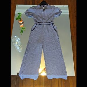 Monteau Los Angeles Women's jump suit Xs blue and white striped